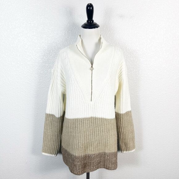 Talbots Women’s Block Stripe Half Zip Pullover Knit Sweater Size Medium - Picture 3 of 10